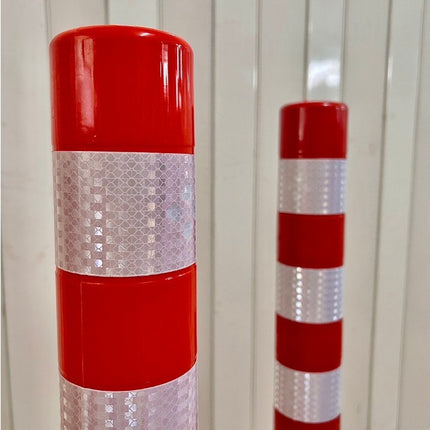 เสาจราจร เสาล้มลุก เสาสีแดงแทบขาวสีสะท้อน แบบ PU ไม่แตก ไม่หัก แถบสะท้อนแสง อุปกรณ์จราจร เซฟตี้ สินค้าในไทย