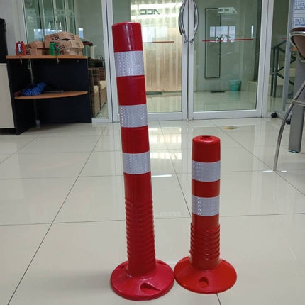 เสาจราจร เสาล้มลุก เสาสีแดงแทบขาวสีสะท้อน แบบ PU ไม่แตก ไม่หัก แถบสะท้อนแสง อุปกรณ์จราจร เซฟตี้ สินค้าในไทย