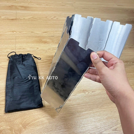🔥พร้อมส่ง🔥แผ่นบังลม น้ำหนักเบา พกพาง่าย แผ่นอลูมิเนียมกันลม สำหรับการตั้งแคมป์กลางแจ้งปิกนิกเตาไฟ 10ชิ้น/ชุด พร้อมถุง