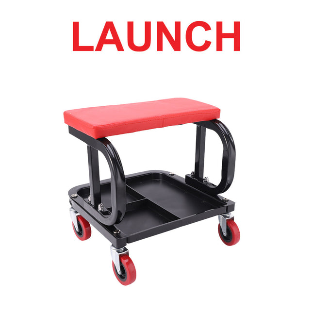 LAUNCH C Type Car Repair เก้าอี้ช่าง เก้าอี้ล้อเลื่อน แบบเหลี่ยมสีแดง มีถาดใส่เครื่องมือด้านล่าง  (ร้านส่งในไทย)
