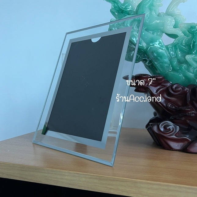 🚚พร้อมส่ง🚚กรอบรูป กรอบรูปกระจกคริสตัล วางได้แนวตั้ง แนวนอน ขนาด 5" 6" 7" 8" A4 A5 สีเงิน ราคา/ชิ้น สินค้าในไทย