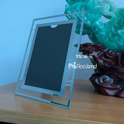 🚚พร้อมส่ง🚚กรอบรูป กรอบรูปกระจกคริสตัล วางได้แนวตั้ง แนวนอน ขนาด 5" 6" 7" 8" A4 A5 สีเงิน ราคา/ชิ้น สินค้าในไทย