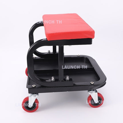 LAUNCH C Type Car Repair เก้าอี้ช่าง เก้าอี้ล้อเลื่อน แบบเหลี่ยมสีแดง มีถาดใส่เครื่องมือด้านล่าง  (ร้านส่งในไทย)