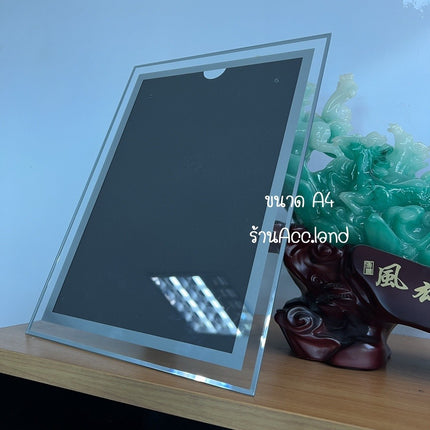 🚚พร้อมส่ง🚚กรอบรูป กรอบรูปกระจกคริสตัล วางได้แนวตั้ง แนวนอน ขนาด 5" 6" 7" 8" A4 A5 สีเงิน ราคา/ชิ้น สินค้าในไทย