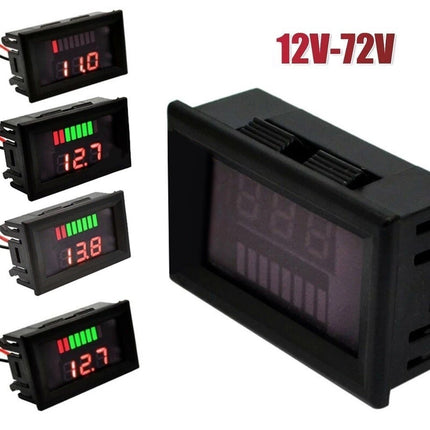 🔥พร้อมส่ง🔥แถบระดับไฟ ความจุแบตเตอรี่ เครื่องวัดแรงดันไฟฟ้า Battery Capacity Level Indicator Voltmeter LED DC 12V-72V