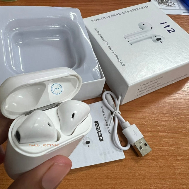🔥พร้อมส่ง🔥หูฟังไร้สาย หูฟังบลูทูธไร้สาย รุ่น i12 TWS พร้อมกล่องชาร์จ  สําหรับ Android และสมาร์ทโฟน