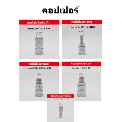 🚚พร้อมส่ง🚚ข้อต่อ ลมหัวคอปเปอร์ ข้อต่อสวมเร็ว ข้อต่อสายPU เกลียวนอก เกลียวใน ราคา/ชิ้น สินค้าในไทย