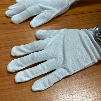 ถุงมือ ผ้าฝ้าย แบบบาง ขนาดฟรีไซส์ ถุงมือผ้าสีขาว สำหรับหยิบจับสินค้า ราคา /12คู่ สินค้าในไทย