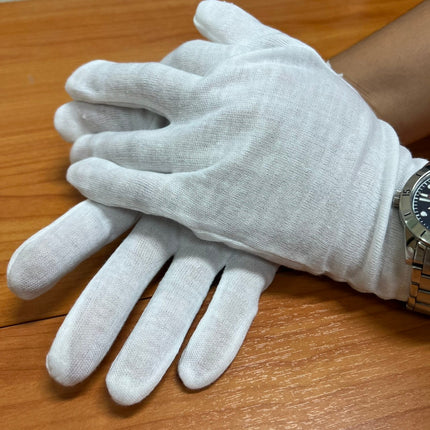 ถุงมือ ผ้าฝ้าย แบบบาง ขนาดฟรีไซส์ ถุงมือผ้าสีขาว สำหรับหยิบจับสินค้า ราคา /12คู่ สินค้าในไทย