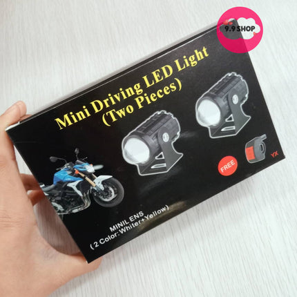 🚚พร้อมส่ง🚚ไฟหน้าเลนส์ LED สีขาวสีเหลืองสองสีรถจักรยานยนต์ มินิไฟขับสปอตไลท์ไฟตัดหมอก สปอตไลท์สองสีไฟมอเตอร์ไซค์ไฟสปอร์