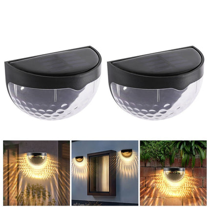 🚚พร้อมส่ง🚚ไฟโซล่าเซส์ ครึ่งวงกลม ติดผนัง ตกแต่งรั้ว กำแพง โคมไฟ 6LED ใช้พลังงานแสงอาทิตย์ กันน้ํา
