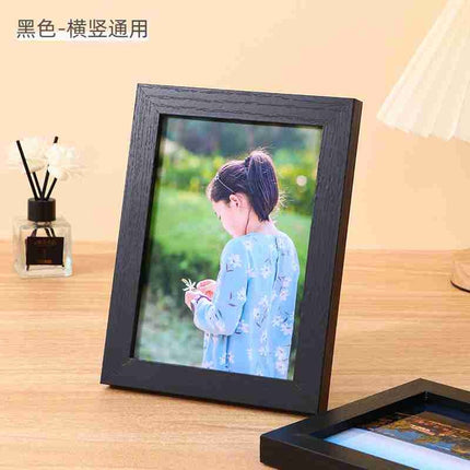 🚚พร้อมส่ง🚚กรอบรูปไม้ มีขาตั้งโต๊ะ รูแขวน แบบเรียบ วางได้แนวตั้ง-นอน ใส่ภาพ ของตกแต่งบ้าน ราคา/ชิ้น สินค้าในไทย