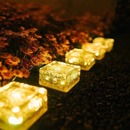 🔥พร้อมส่ง🔥ไฟโซล่าเซส์ ไฟอิฐก้อนน้ำแข็ง ไฟสนามหญ้า LED พลังงานแสงอาทิตย์สำหรับกลางแจ้ง- กันน้ำ ให้แสงสว่างอัตโนติ