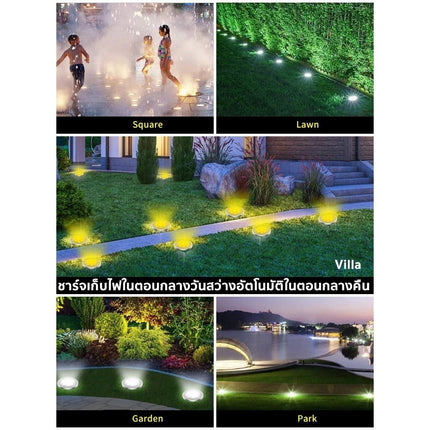 🔥พร้อมส่ง🔥ไฟปักสนาม ไฟฝังพื้น LED แสงวอมเหลืองสว่าง360 องศา โคมไฟ ตกแต่งสนามหญ้า ไฟโซล่าเซลล์ แต่งสวนทางเดิน solar