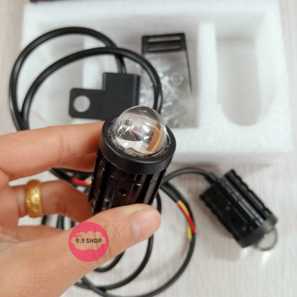 🚚พร้อมส่ง🚚ไฟหน้าเลนส์ LED สีขาวสีเหลืองสองสีรถจักรยานยนต์ มินิไฟขับสปอตไลท์ไฟตัดหมอก สปอตไลท์สองสีไฟมอเตอร์ไซค์ไฟสปอร์