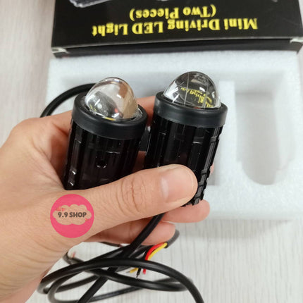 🚚พร้อมส่ง🚚ไฟหน้าเลนส์ LED สีขาวสีเหลืองสองสีรถจักรยานยนต์ มินิไฟขับสปอตไลท์ไฟตัดหมอก สปอตไลท์สองสีไฟมอเตอร์ไซค์ไฟสปอร์