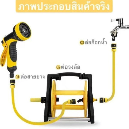 🚚พร้อมส่ง🚚สายยาง ชุดอุปกรณ์สายยาง รดน้ำต้นไม้ พร้อมโรลเก็บสาย ปรับระดับน้ำได้ 10 แบบ สายยาง มี 20 เมตร กับ10 เมตร