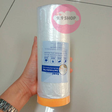 🚚พร้อมส่ง🚚พลาสติกปิดพ่นสี เทปปิดพ่นสี พลาสติกกันฝุ่น ชนิดมีเทปกาวใน เทปฟิล์ม ชนิดมีเทปกาวในตัว ใช้ในงานพ่นสี