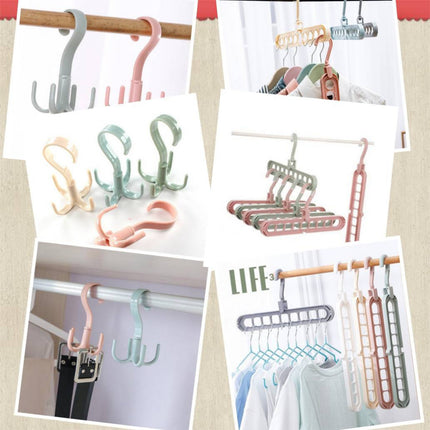 [พร้อมส่ง] ไม้แขวนเสื้อ 9 ช่องสังเกตการณ์ได้-นอนตะขอพลาสติก แขวนเสื้อผ้ากระเป๋าหมวก ตะขอแขวนรองเท้า ตะขอ4 แฉก