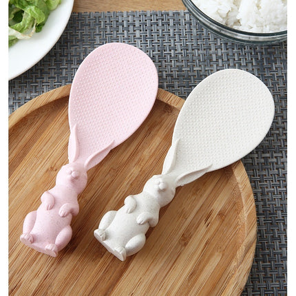 [พร้อมส่ง] ทัพพีพีตักข้าว ทัพพี ทัพพีตักอาหาร ทัพพีนูนและต้นข้าวรูปกระต่าย ทัพพีพลาสติก ข้าวไม่ติดความสะอาดง่ายตักข้าวไม่ติดทัพพีพี ราคา/ชิ้น
