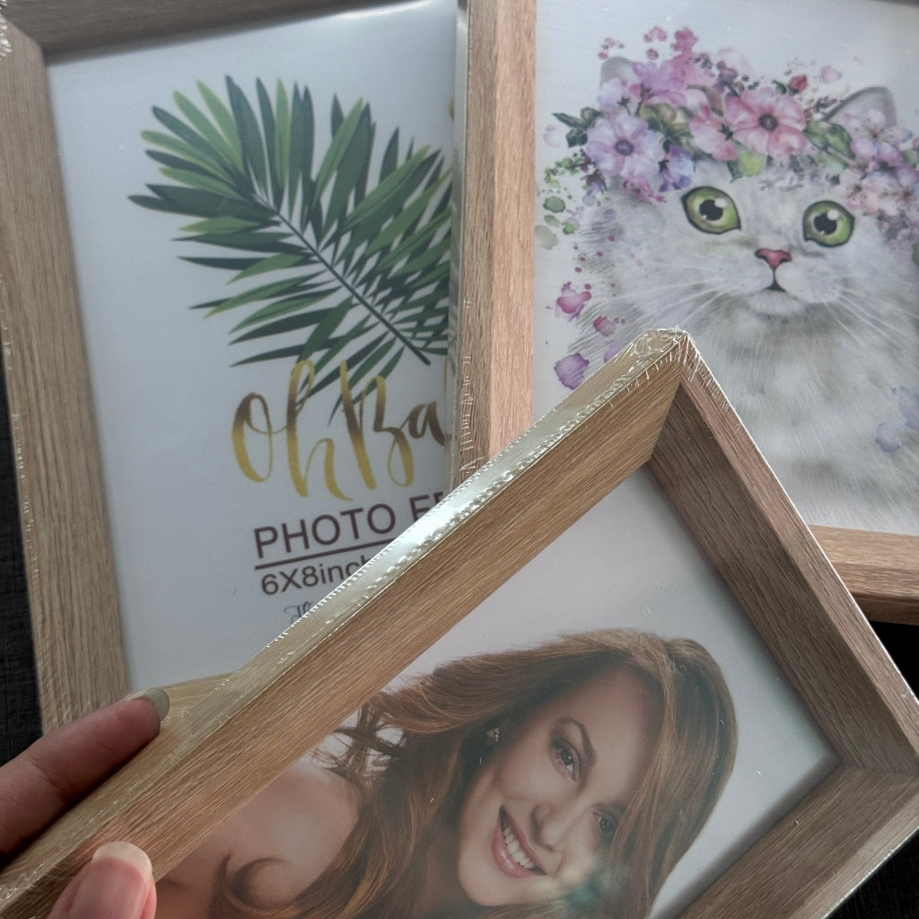 [พร้อมส่ง] กรอบรูปไม้ คอมโพสิต มีขาตั้ง รูแขวน แบบเรียบ วางได้แนวตั้ง-นอน ใส่ภาพ ของตกแต่งบ้าน ของขวัญวันเกิด ราคา/ชิ้น