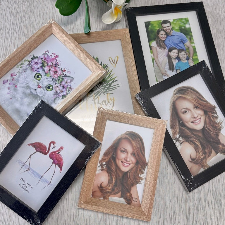 [พร้อมส่ง] กรอบรูปไม้ คอมโพสิต มีขาตั้ง รูแขวน แบบเรียบ วางได้แนวตั้ง-นอน ใส่ภาพ ของตกแต่งบ้าน ของขวัญวันเกิด ราคา/ชิ้น