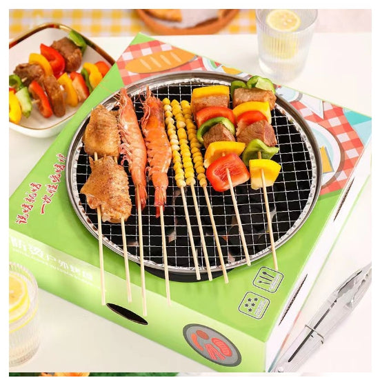 [พร้อมส่ง] เตาย่างเนื้อย่างสไตล์เกาหลี ย่างบาร์บีคิวแบบใช้แล้วทิ้งครัวปิคนิคแถมฟรีถ่านกล่องสีเทา