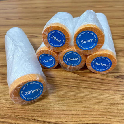 🚚พร้อมส่ง🚚พลาสติกปิดพ่นสี เทปปิดพ่นสี พลาสติกกันฝุ่น ชนิดมีเทปกาวใน เทปฟิล์ม ชนิดมีเทปกาวในตัว ใช้ในงานพ่นสี