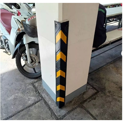 🚚พร้อมส่ง🚚ยางกันชนเสา หุ้มมุมเสา ดำแถบสะท้อนเหลือง มองเห็นชัดเจน สำหรับกันรถชนขอบเสา สินค้าในไทย