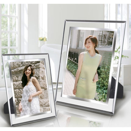 🚚พร้อมส่ง🚚กรอบรูป กรอบรูปกระจกคริสตัล วางได้แนวตั้ง แนวนอน ขนาด 5" 6" 7" 8" A4 A5 สีเงิน ราคา/ชิ้น สินค้าในไทย