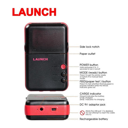 LAUNCH WiFi Mini Printer X431 เครื่องพิมพ์ Wi-Fi  สำหรับพิมพ์ผลการทดสอบแบบเรียลไทม์