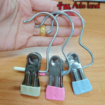 🔥พร้อมส่ง🔥ที่หนีบผ้าสเตนเลส กันลื่น สีสันสดใส ไม้แขวนเสื้อสเตนเลส อเนกประสงค์ คลิปหนีบผ้า ในไทย