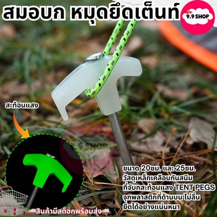 🚚พร้อมส่ง🚚ตะขอ กางเต้นท์ สมอบกเหล็ก หมุดยึดเต็นท์ ที่จับกสะท้อนแสง ขนาด 20-25cm อุปรกรณ์เต็นท์ วัสดุเหล็กเคลือบกันสนิม