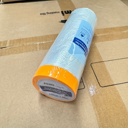 🚚พร้อมส่ง🚚พลาสติกปิดพ่นสี เทปปิดพ่นสี พลาสติกกันฝุ่น ชนิดมีเทปกาวใน เทปฟิล์ม ชนิดมีเทปกาวในตัว ใช้ในงานพ่นสี