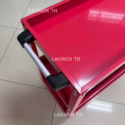 LAUNCH Trolley 3 Layer Red  ชั้นวางเครื่องมือ 3 ชั้น ชั้นวางเหล็ก สีแดง เหล็กหนา ทนทานใช้ได้นาน