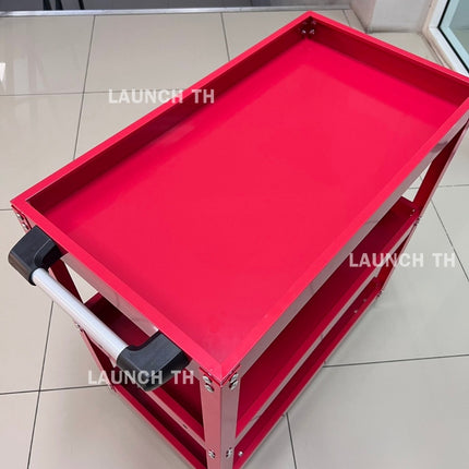 LAUNCH Trolley 3 Layer Red  ชั้นวางเครื่องมือ 3 ชั้น ชั้นวางเหล็ก สีแดง เหล็กหนา ทนทานใช้ได้นาน