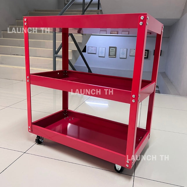 LAUNCH Trolley 3 Layer Red  ชั้นวางเครื่องมือ 3 ชั้น ชั้นวางเหล็ก สีแดง เหล็กหนา ทนทานใช้ได้นาน
