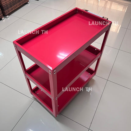 LAUNCH Trolley 3 Layer Red  ชั้นวางเครื่องมือ 3 ชั้น ชั้นวางเหล็ก สีแดง เหล็กหนา ทนทานใช้ได้นาน