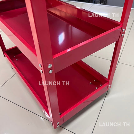 LAUNCH Trolley 3 Layer Red  ชั้นวางเครื่องมือ 3 ชั้น ชั้นวางเหล็ก สีแดง เหล็กหนา ทนทานใช้ได้นาน