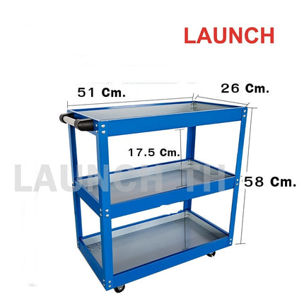 LAUNCH  Trolley 3 Layer Small Blue White Mini ชั้นวางเครื่องมือ 3 ชั้นสีฟ้า ไซส์เล็ก เหล็กหนา